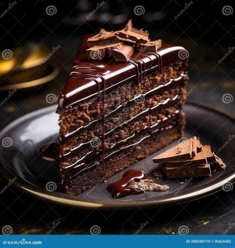 Tempting Slice Of A Chocolate Cake Capturing The Rich Indulgent