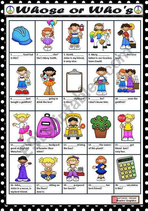 WHOSE OR WHOS ESL Worksheet By Macomabi