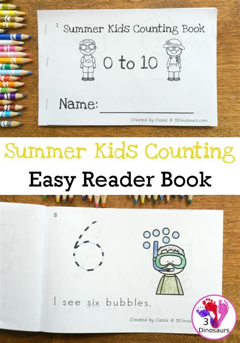 Summer Kids Counting Easy Reader Book 3 Dinosaurs