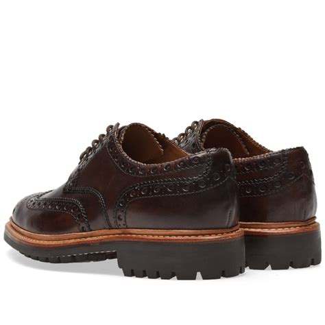 Grenson Archie Commando Sole Brogue Dark Brown Hand Painted Calf End