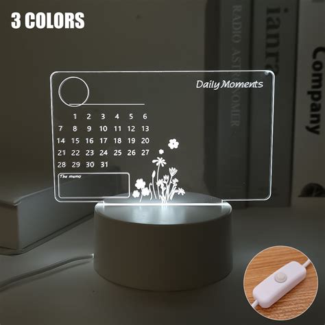 Featured Romantic Creative T 3d Diy Calendar Table Lamp Led Note