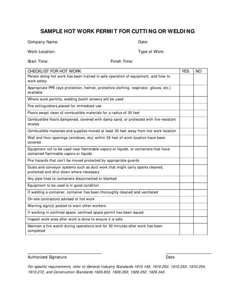 Hot Work Permit Sample Form ≡ Fill Out Printable Pdf Forms Online