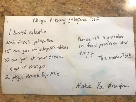 Chuy's Creamy Jalapeño Dip Recipe