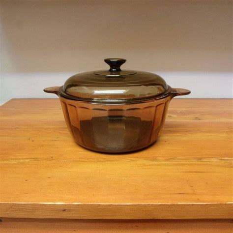 Vintage Pyrex Corning Visionware L Pot Amber Glass Cookware Vision