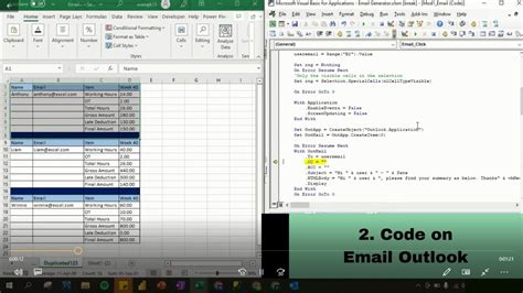 Code Excel Vba Send Excel Tables Via Outlook Emails Youtube