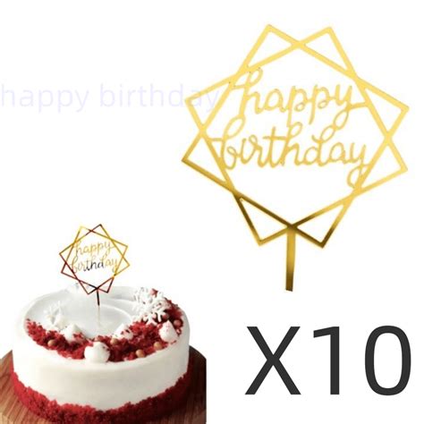 10pcs Happy Birthday Cake Toppers Acrylic Cake Inserts For Birthday