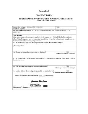 Fillable Online Appendix 3 CONSENT FORM Fax Email Print PdfFiller