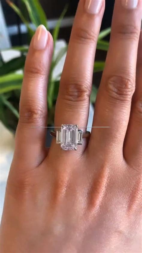 Carats Emerald Cut Hidden Halo Micropaved Diamond Engagement Ring