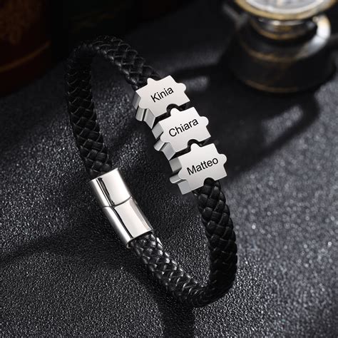 Kettenmachen Personalisiertes Herren Namen Leder Armband Mit