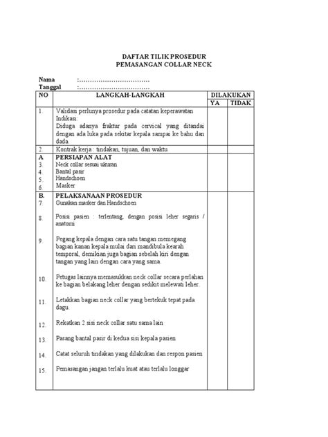 Daftar Tilik Prosedur Trauma Kardio Pdf