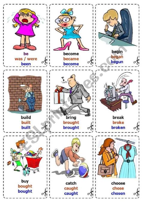 Irregular Verbs Cards Flash Cards ESL Worksheet By Vanda51