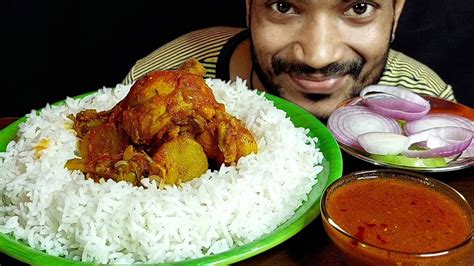 Spicy Chicken Curry Rice Eating Show Challange Indian Food Asmr Chicken