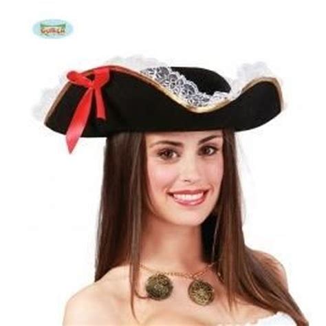 Chapeau pirate femme Marque Modèle Dentelle et ruban Noir