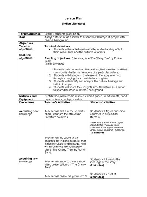 Grade 8 Lesson Plan Pdf Cognitive Science Behavior Modification