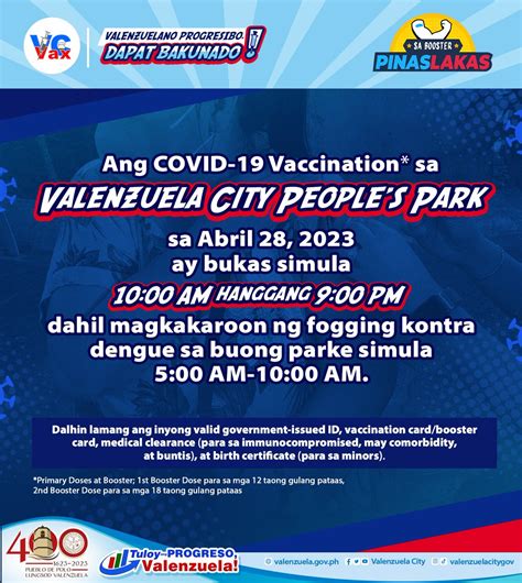 Valenzuela City On Twitter Vcvax Advisory Bukas Abril