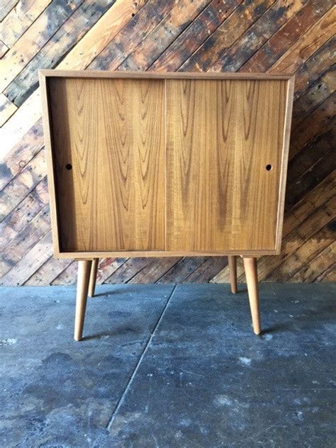 Mid Century Style Custom Teak Bar Record Cabinet The Hunt Vintage