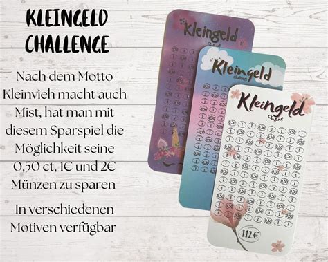 Kleingeldchallenge Sparspiel Vorlage Umschlagmethode Etsy De