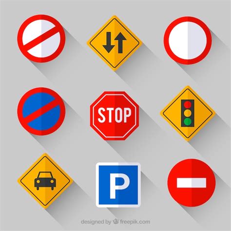 Collection of traffic sign in flat design | Free Vector