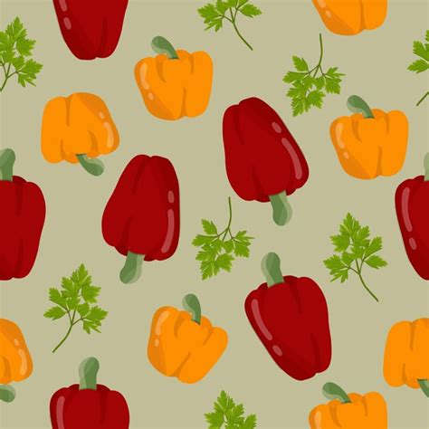 Premium Vector Seamless Pattern With Red And Yellow Bell Pepper