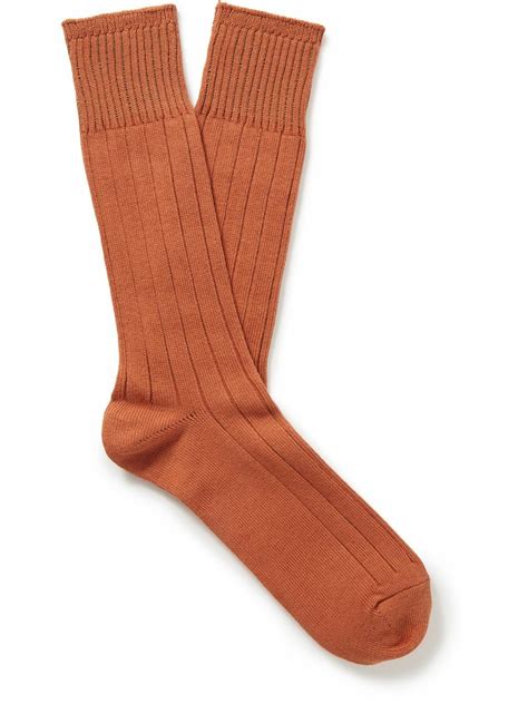 Mr P Ribbed Cotton Blend Socks Mr P