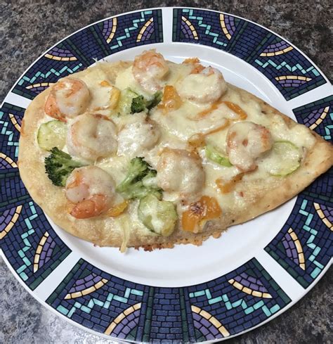 Shrimp Alfredo Naan Pizza Recipe