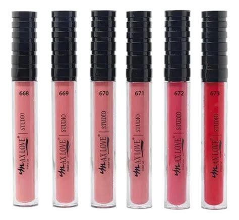 Kit de 6 unidades Lápiz labial líquido Max Love Nude 30 horas de colores 668 A 673 acabado
