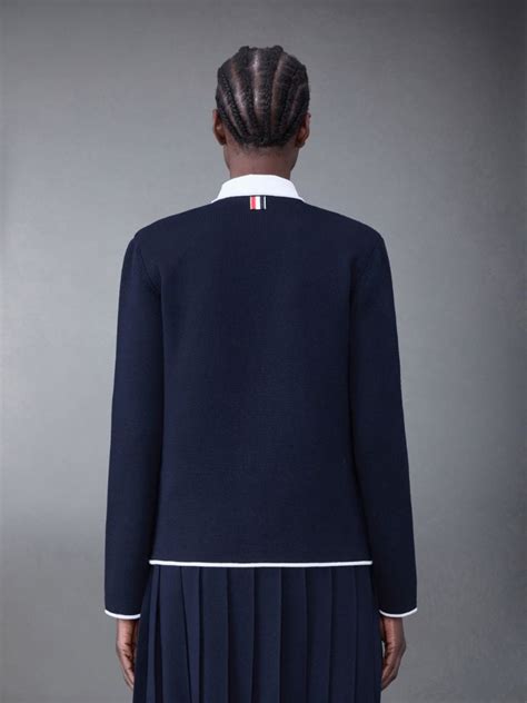 Merino Wool Tipping Double Face Collarless Jacket Thom Browne