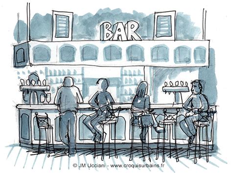 Les gens au comptoir du bar BALADES DESSINÉES