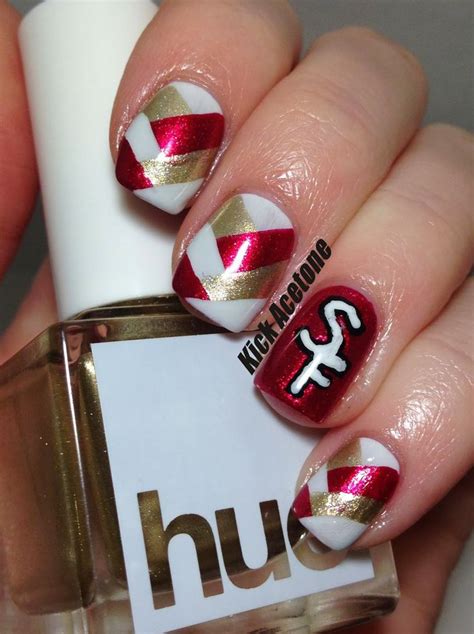 Kick Acetone Go Niners Football Nail Designs 49ers Nails Football