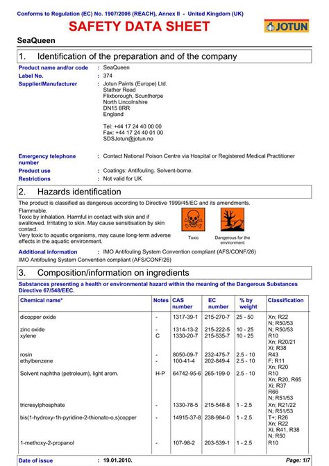 Safety Data Sheet Jotun Marine Paint Jotun Boat Paint And Antifouling