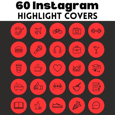 60 Instagram Highlight Covers Red & Black IG Story Icons Minimalist ...