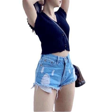 Jual Hopylovy Celana Pendek Jeans Wanita Sobek Hotpants Jeans Ripped