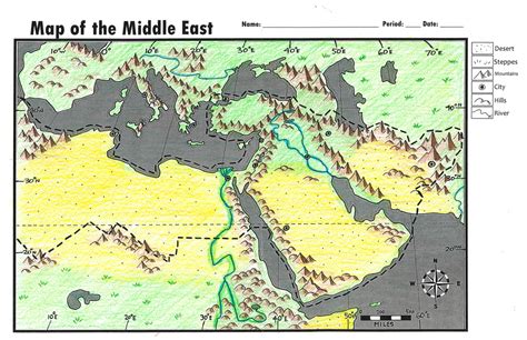 Middle East Physical Map Labeled