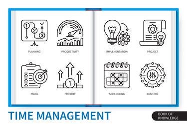 Resources Management Infographics Linear Icons Vector Image