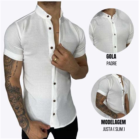 Camisa Social Gola Padre Camisa Masculina Social Gola Padre Camiseta