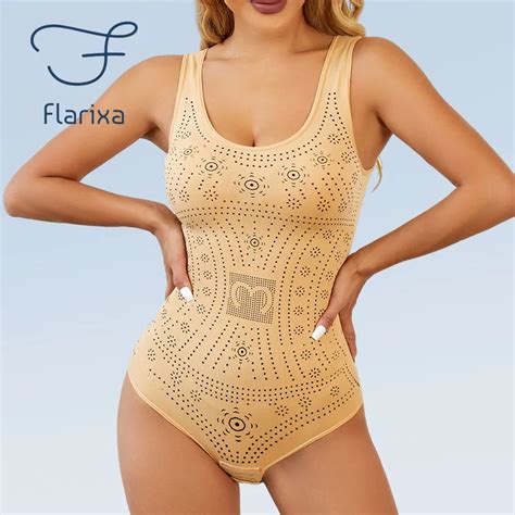 Flarixa Bodysuit Sem Costura Para Mulheres Espartilho Crotch Aberto