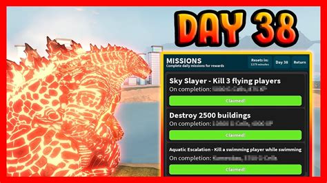 DAY 38 OF DAILY MISSIONS REWARDS Roblox Kaiju Universe YouTube