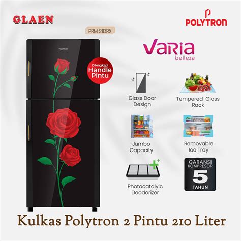 Jual Kulkas Polytron 2 Pintu Kaca 210 Liter PRM 21DRX Kulkas Polytron