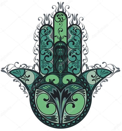 Vector Indian Hand Drawn Hamsa With Ethnic Ornaments Stock Vector