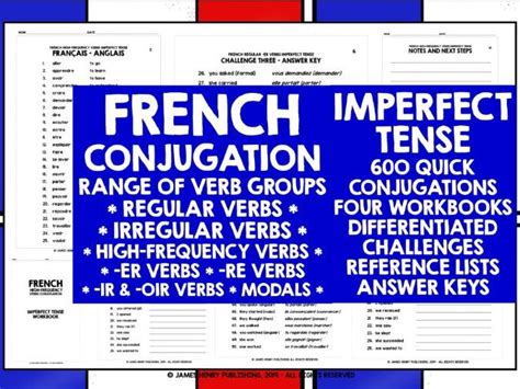 French Imperfect Tense Conjugation Workbooks Teaching Resources