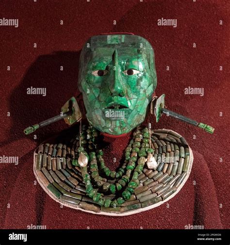 Mayan Jade Death Face Mask Of King Pakal From Palenque Mexico Stock