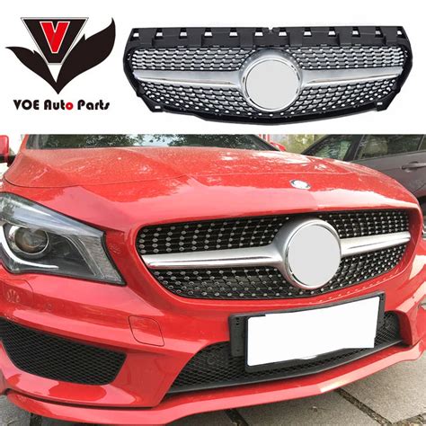 Mercedes W Silver Abs Plastic Diamond Front Racing Grill Grile For