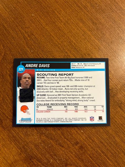 Andre Davis Bowman Chrome X Fractor Red Ink Rookie Auto