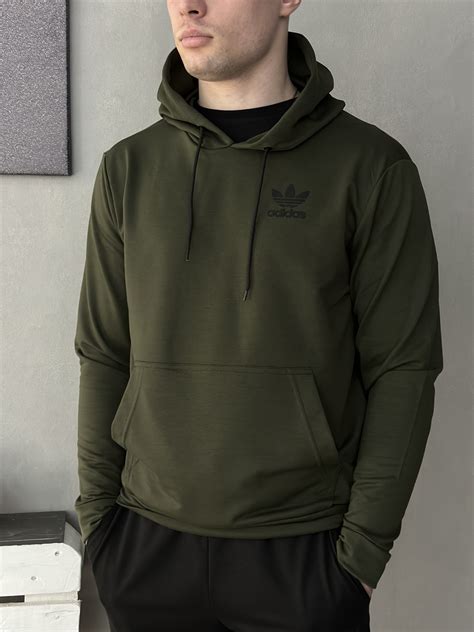 Худи Мужское Демисезонное Adidas Хаки | Кофта Мужская с Капюшоном ...
