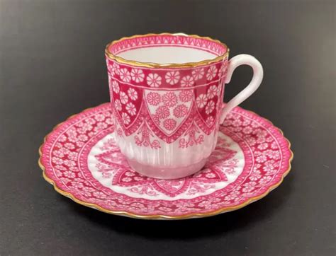 Antique Spode Copeland Primrose Pink Demistasse Cup Saucer English