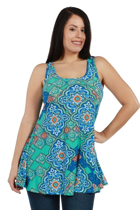 24 7 Comfort Apparel Womens Plus Size Mint Sleeveless Swing Tunic