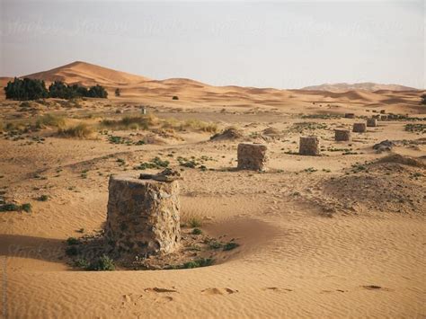 Line Of Water Wells In Desert By Stocksy Contributor Martin Matej