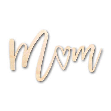 Mother S Day Craft Unfinished Wood Cutout Mom Script Font Diy Handmade T 4 1 4