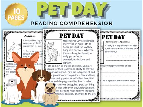 National Pet Day Reading Comprehension Passage With Answers April