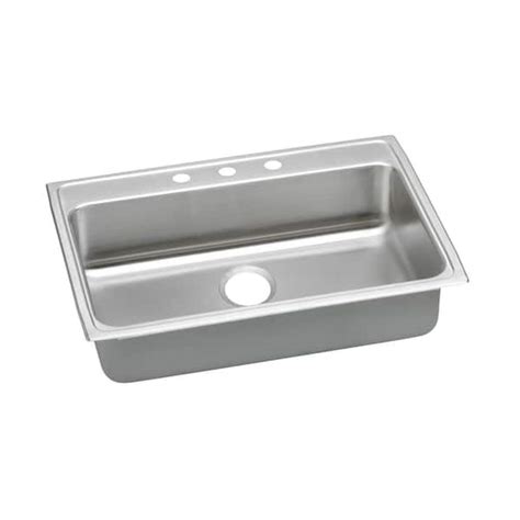 Elkay Lustertone Drop In Stainless Steel 31 In 3 Hole Single Bowl Ada Compliant Kitchen Sink